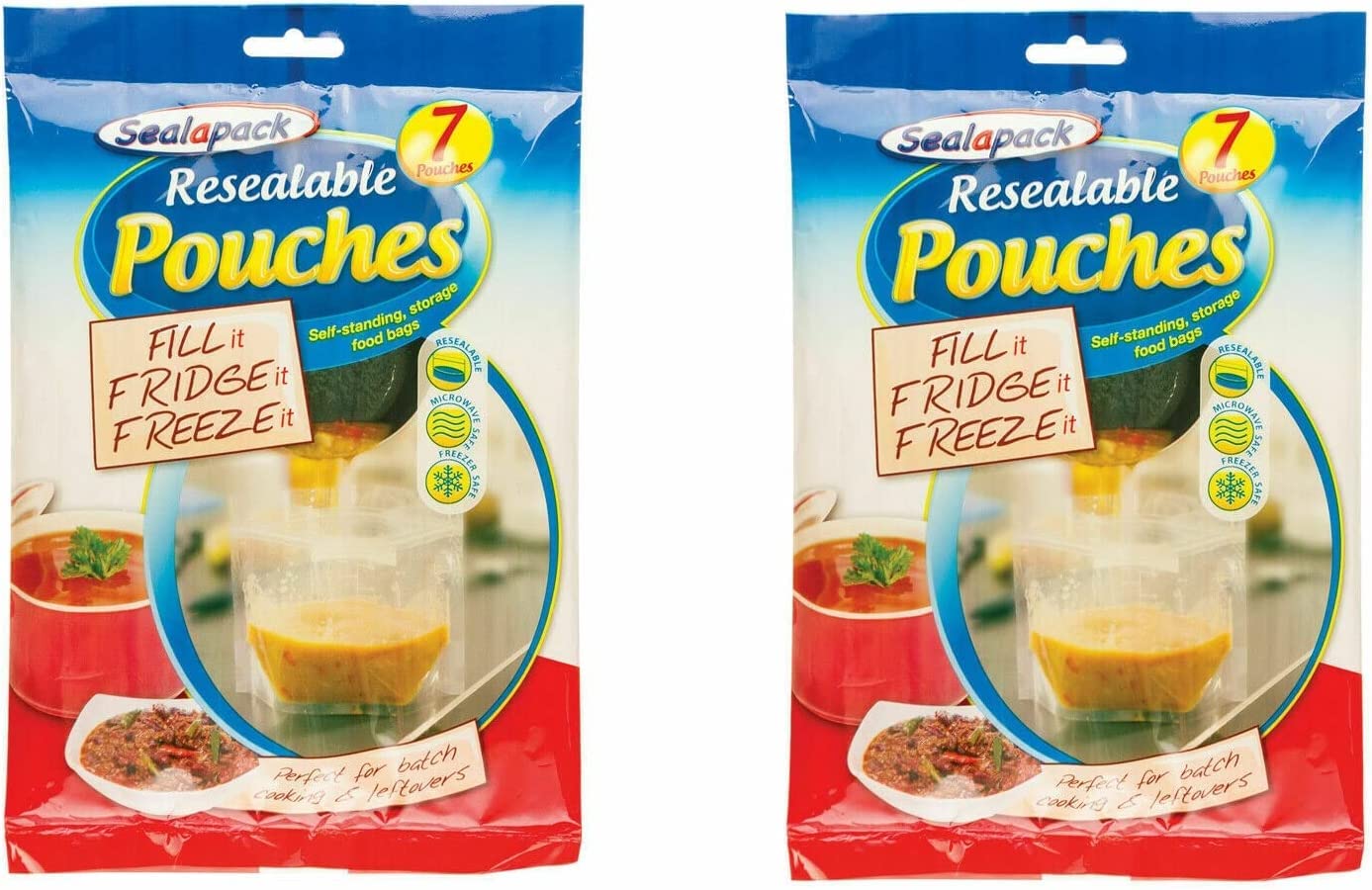 2 x Resealable Pouches Pack of 7 Fill It, Fridge It, Freeze It