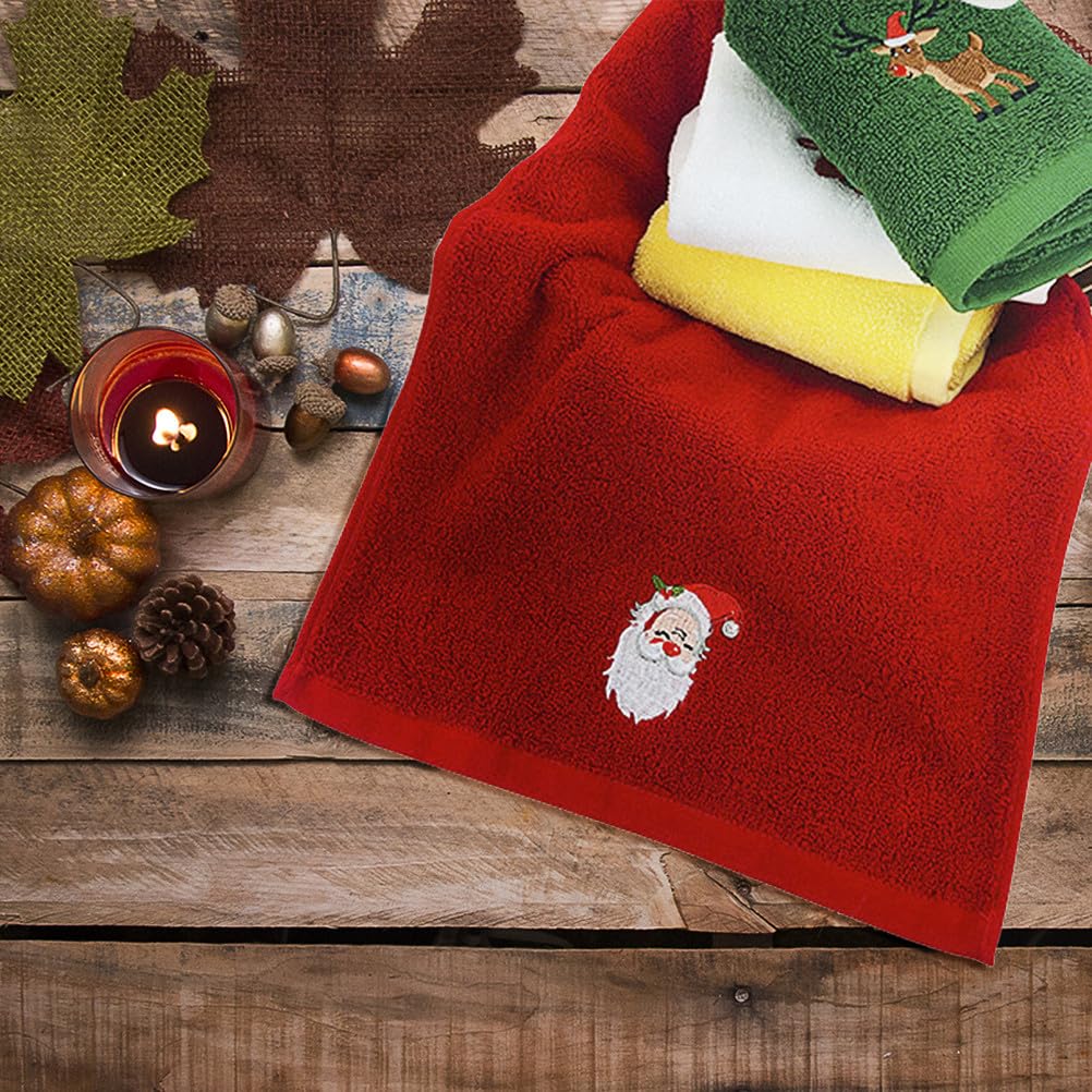 TOPBATHY Paquete de 3 Toallas Navideñas de Algodón, Toalla de Invitados Bordada, Toallita Facial, Decoración Festiva para Las Fiestas, Diseños Aleatorios.