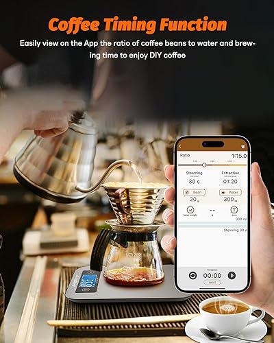 Miniatura 7 de Ataller Báscula inteligente de alimentos con calculadora nutricional, aplicación para teléfono inteligente con seguimiento de 26 nutrientes,