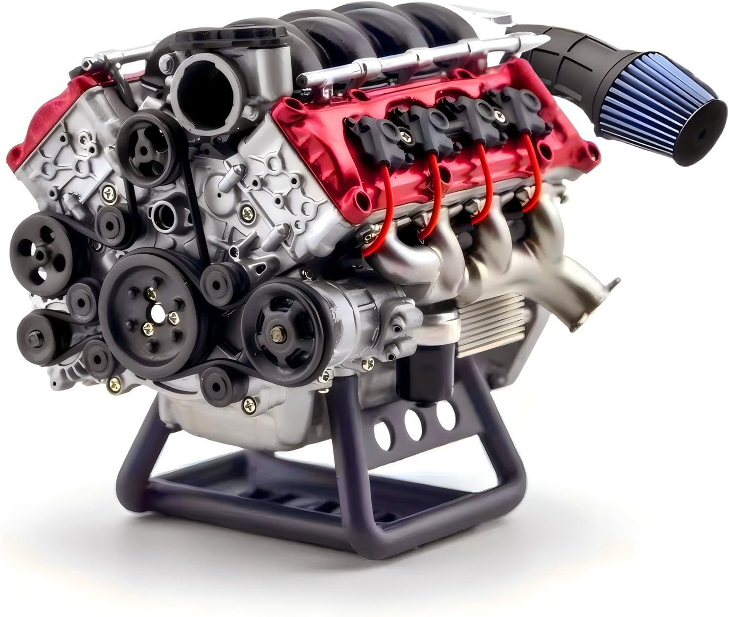 Wauvmoss Mini V8 Engine Kits That Runs, V8 Model Engine Kit Cison Engine MAD RC Engine Model Kits for Adults to Build, Plastic Model Suitable for Car AX90104 SCX10Ⅱ Capra VS4-10 Pro/Ultra (V8 I)