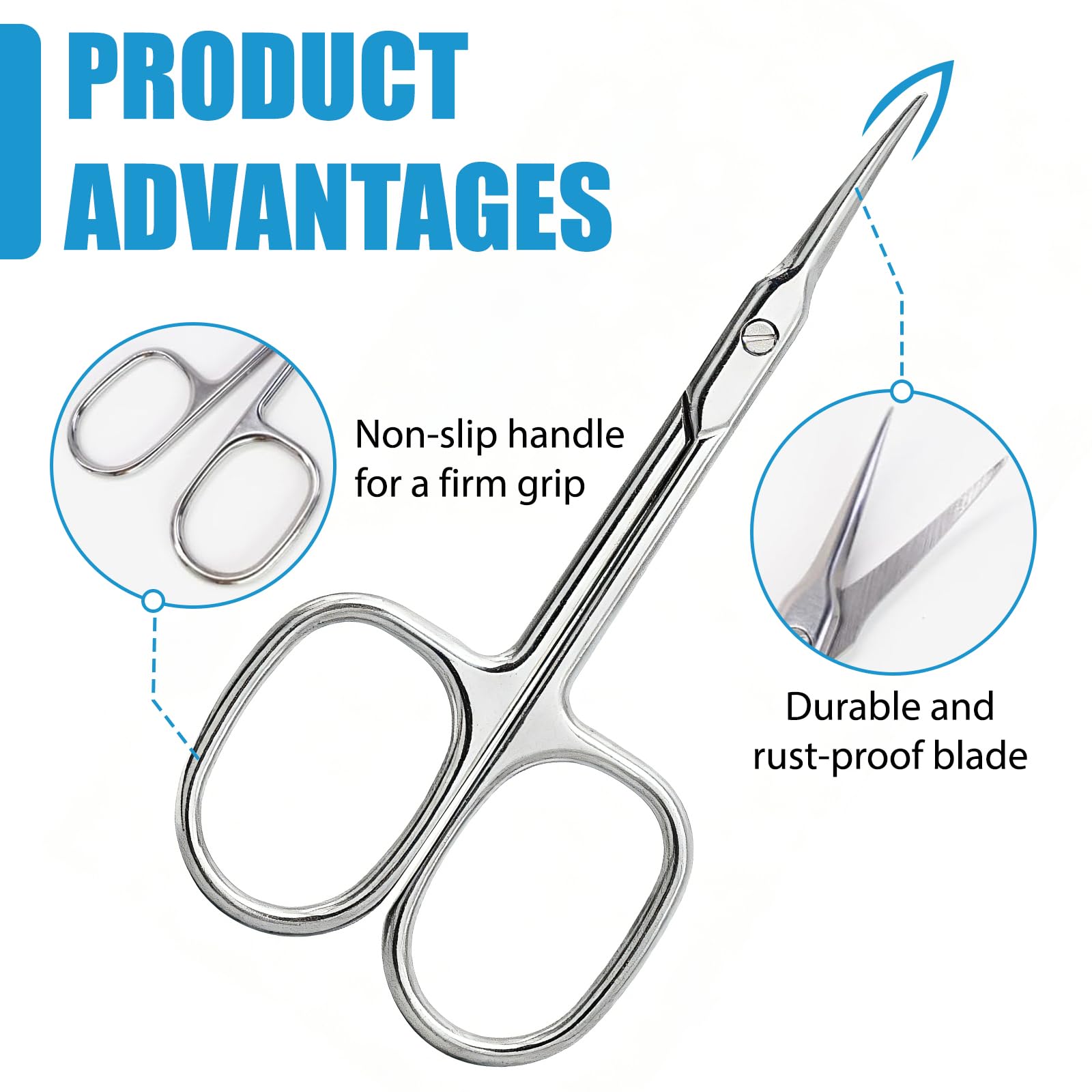 2 PCS Ciseaux à Cuticules Professionnels, en Acier Inoxydable, Ciseaux de Précision à Lame Courbée pour Manucure et Pédicure, Ongles, Sourcils, Soins Beauté Professionnels