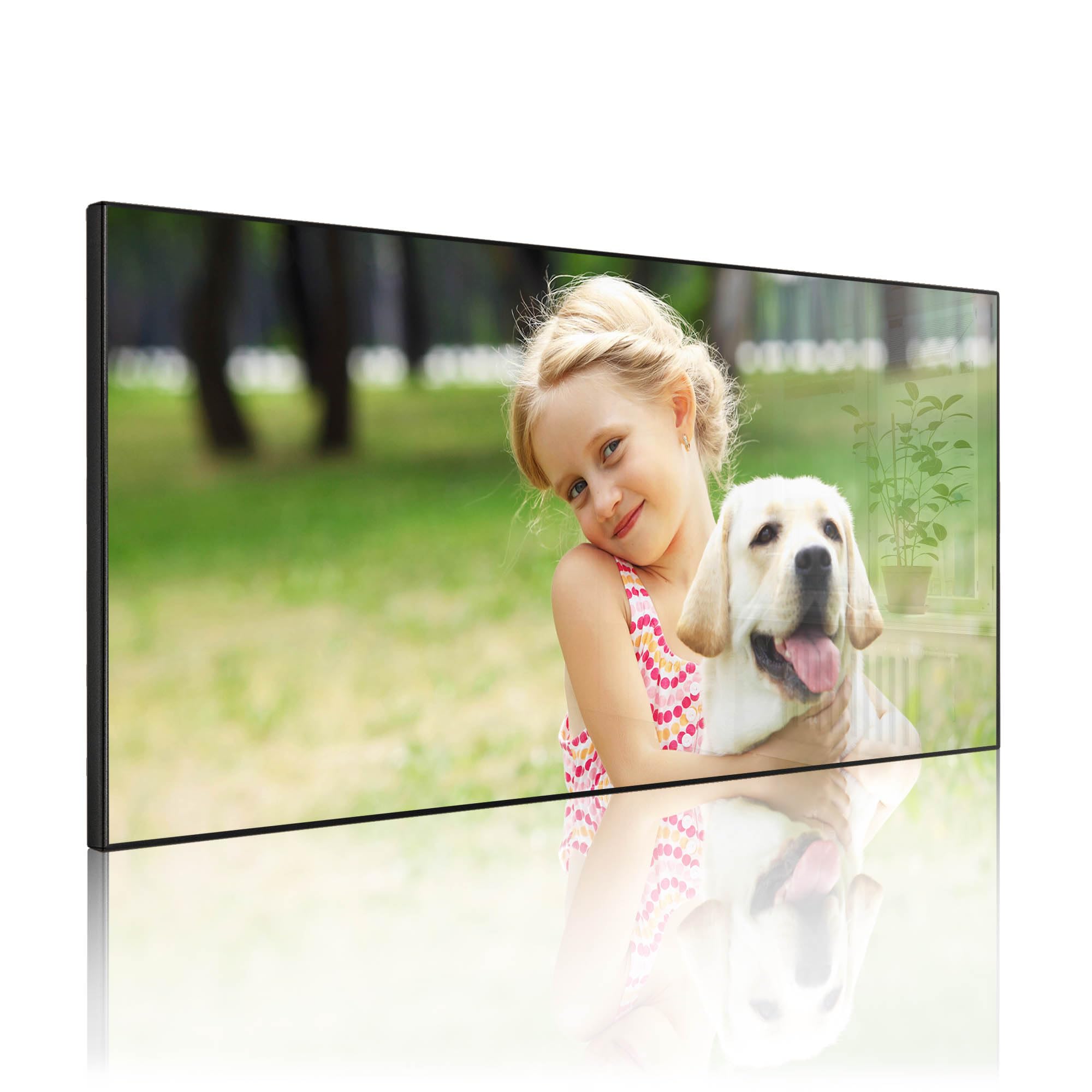 banjado Magnettafel Metall 78 x 37cm - beschreibbare Magnettafel - Metall Pinnwand als Memoboard - Magnetwand Küche, Büro, Kinderzimmer Schwarz inkl. 4 Magnete & Montageset - Motiv Wunschmotiv
