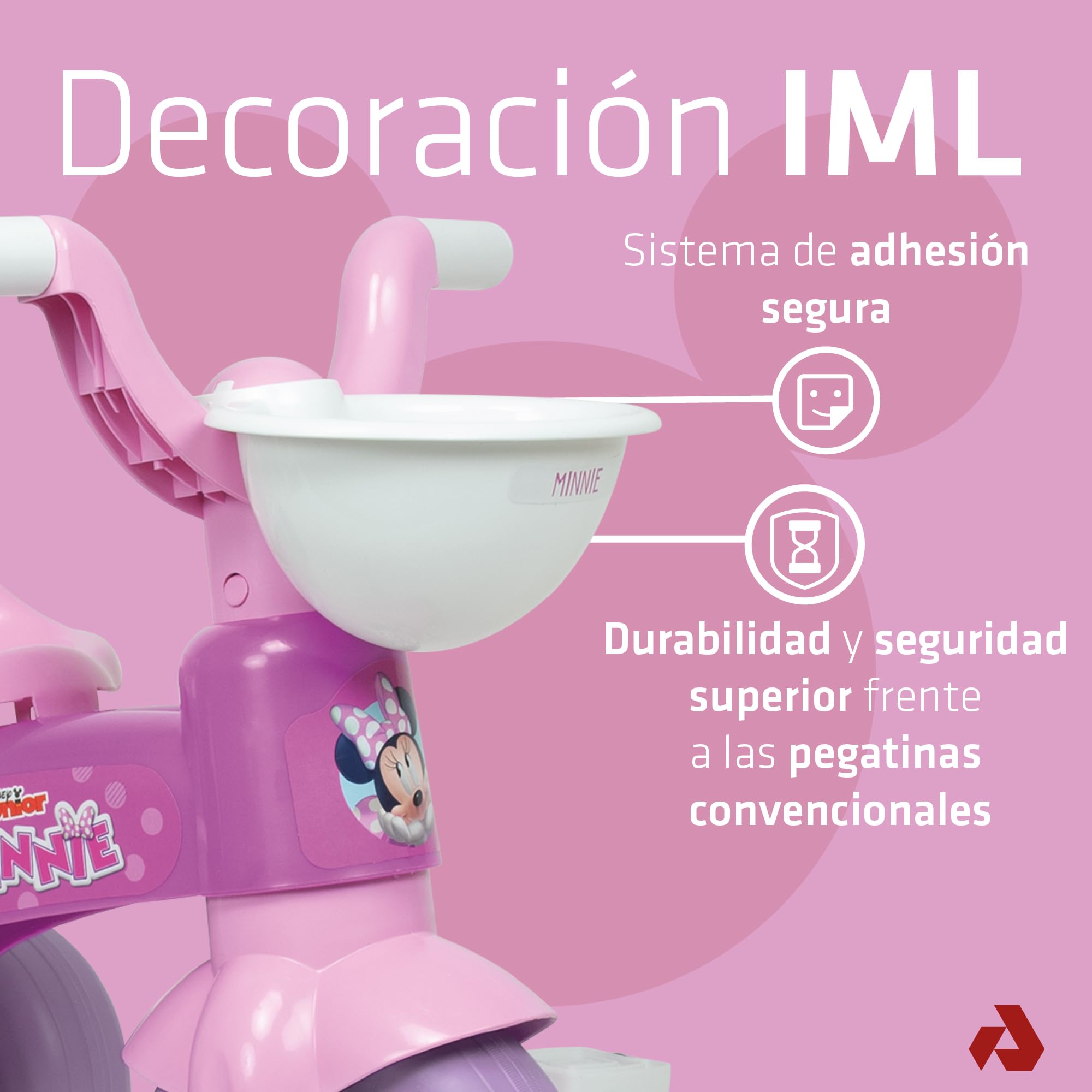 Triciclo Bebe 1 Año 2 Años 3 Años Trico MAX Minnie Mouse - Triciclo Infantil para Niños y Niñas - Triciclo Ligero con Pedales + Cesta Delantera y Trasera Portaobjetos - INJUSA