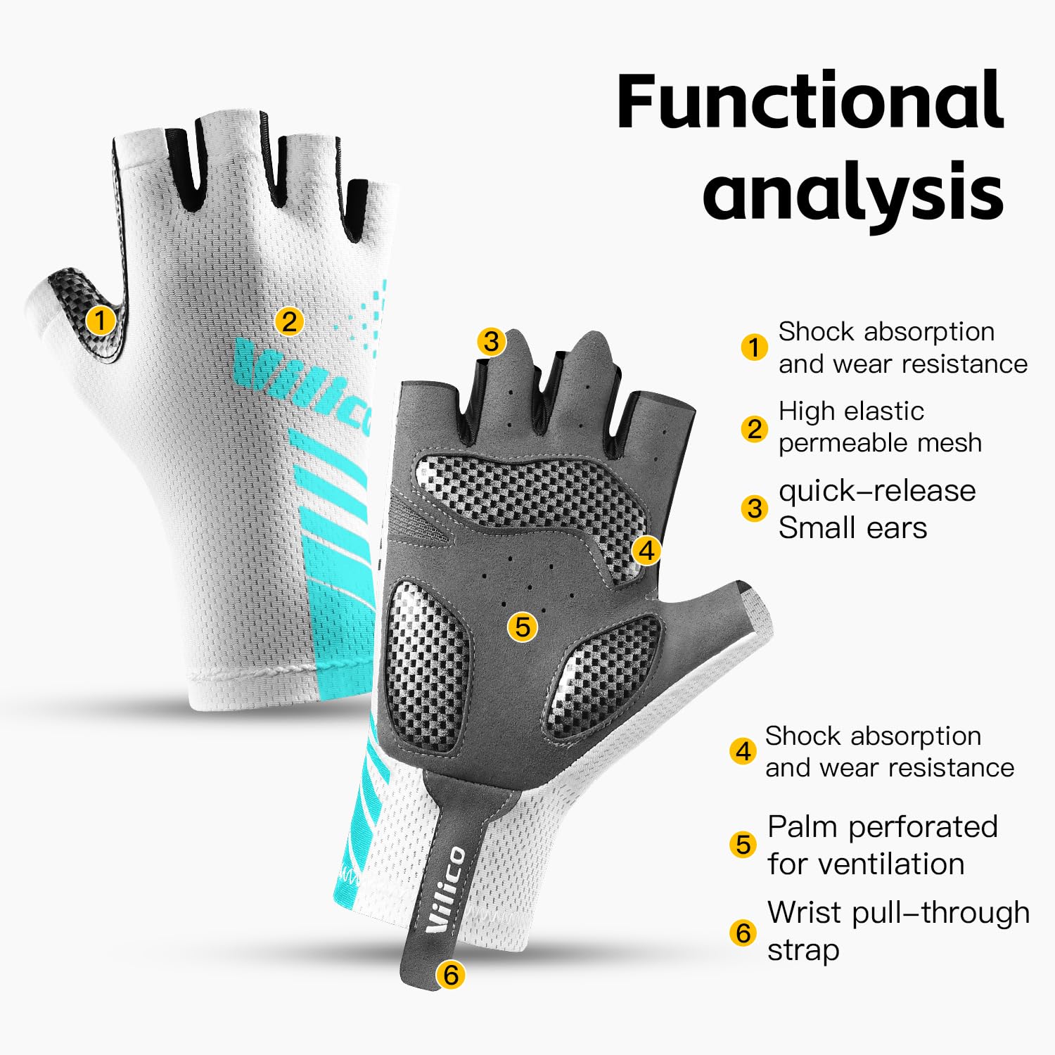 Vilico Guantes para Bicicletas Antideslizantes Transpirables con Almohadillas Amortiguadoras