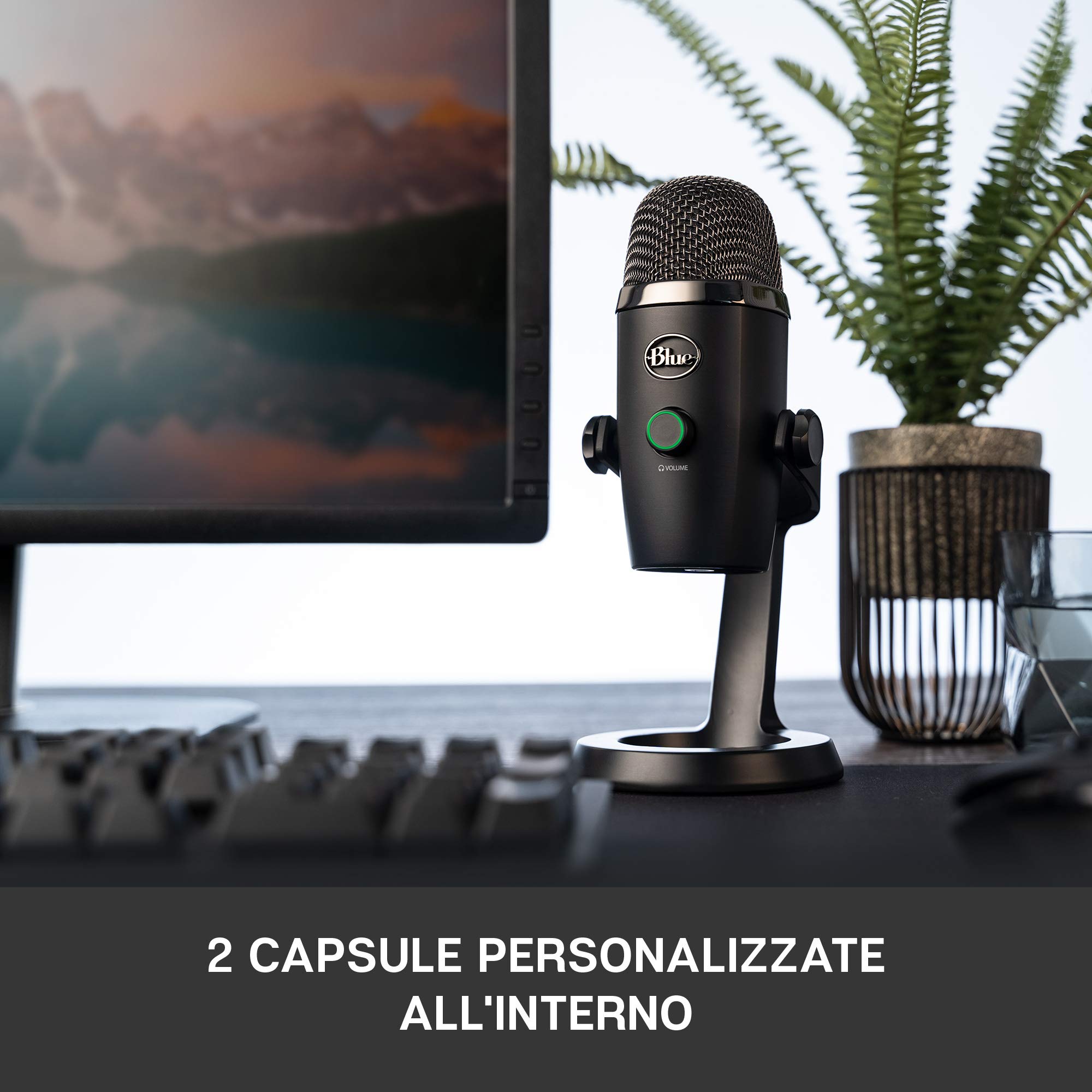 Blue Yeti Nano Microfono USB Premium per Registrazione, Streaming | Gaming, Podcast su PC e Mac, Mic a Condensatore, Effetti Blue VO!CE, Cardioide e Omni, Monitoraggio Senza Latenza - Nero
