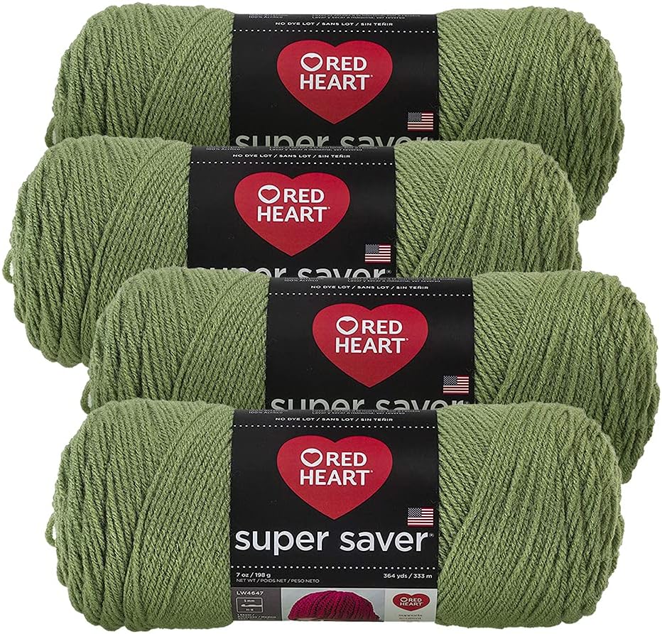 Red Heart Super Saver Yarn (4-Pack of 7oz Skeins) (Tea Leaf)