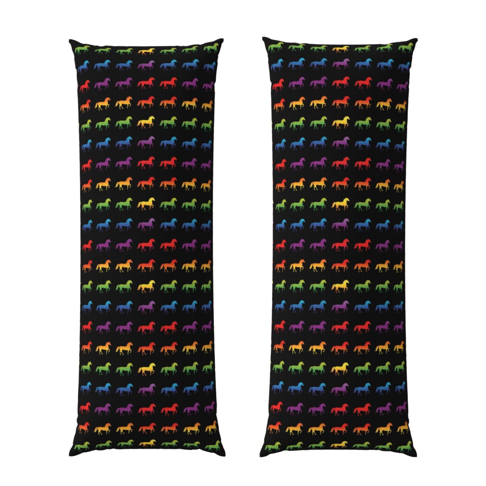 Body Pillow Protector Cover 20x60 Rainbow Horse Black, Soft Microfiber Pillowcase with Zipper, Wrinkle Shrinkage Resistant, for Bed Couch Sleeping