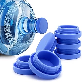 5 Gallon Water Bottle Caps Pack of 6, Silicone Replacement Caps for 5 Gallon Water Jug Reusable, No Spill 5 Gallon Water Jug Lids Leak Proof Fit 55mm Bottles