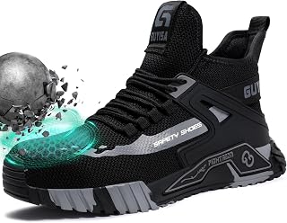 Steel Toe Shoes for Men Work Safety Shoes Industrial Construction Shoes Mid Cut Industrial Boot Work Sneakers Comfortable Lightweight Safety Shoes for Work