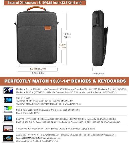 Miniatura 2 de MoKo Funda para laptop de 13.3 a 14 pulgadas, compatible con MacBook Pro M3M2 de 14 pulgadas 2023, MacBook Pro de 13 pulgadas M2, Air 13.6 M3M2, Tab