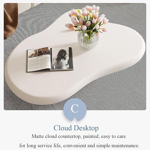 Miniatura 6 de TsoLay Mesa de centro irregular en forma de nube con 3 patas, mesa de centro de madera moderna para sala de estar, balcón, espacio pequeño, negro y