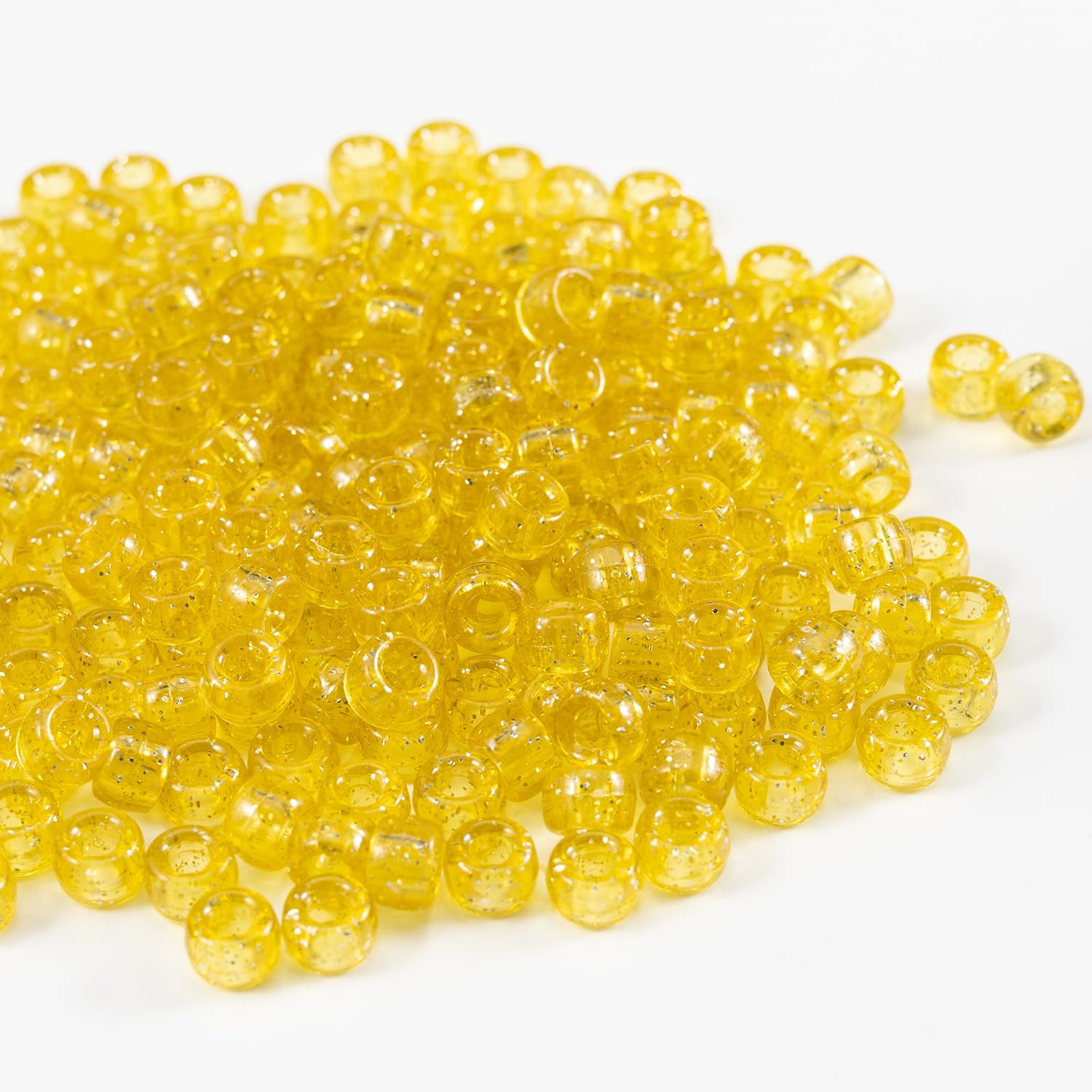 Gxueshan 1000 Pcs Acrylic Plastic Transparent Yellow Pony Beads 6x9mm Large Hole Pens Hair Braiding Bulk Kandi Beads for Friendship Bracelet Necklace Jewelry Making Kit - Image 4
