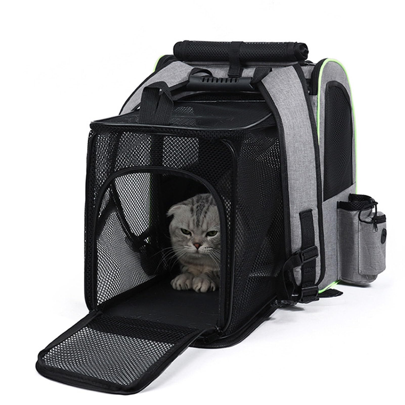 Hamwesh Zaino per Animali Domestici, Trasportino per Animali Domestici in Rete Traspirante Pieghevole Espandibile, Zaino da Viaggio con Fondo Imbottito e Tasche Laterali per Escursioni