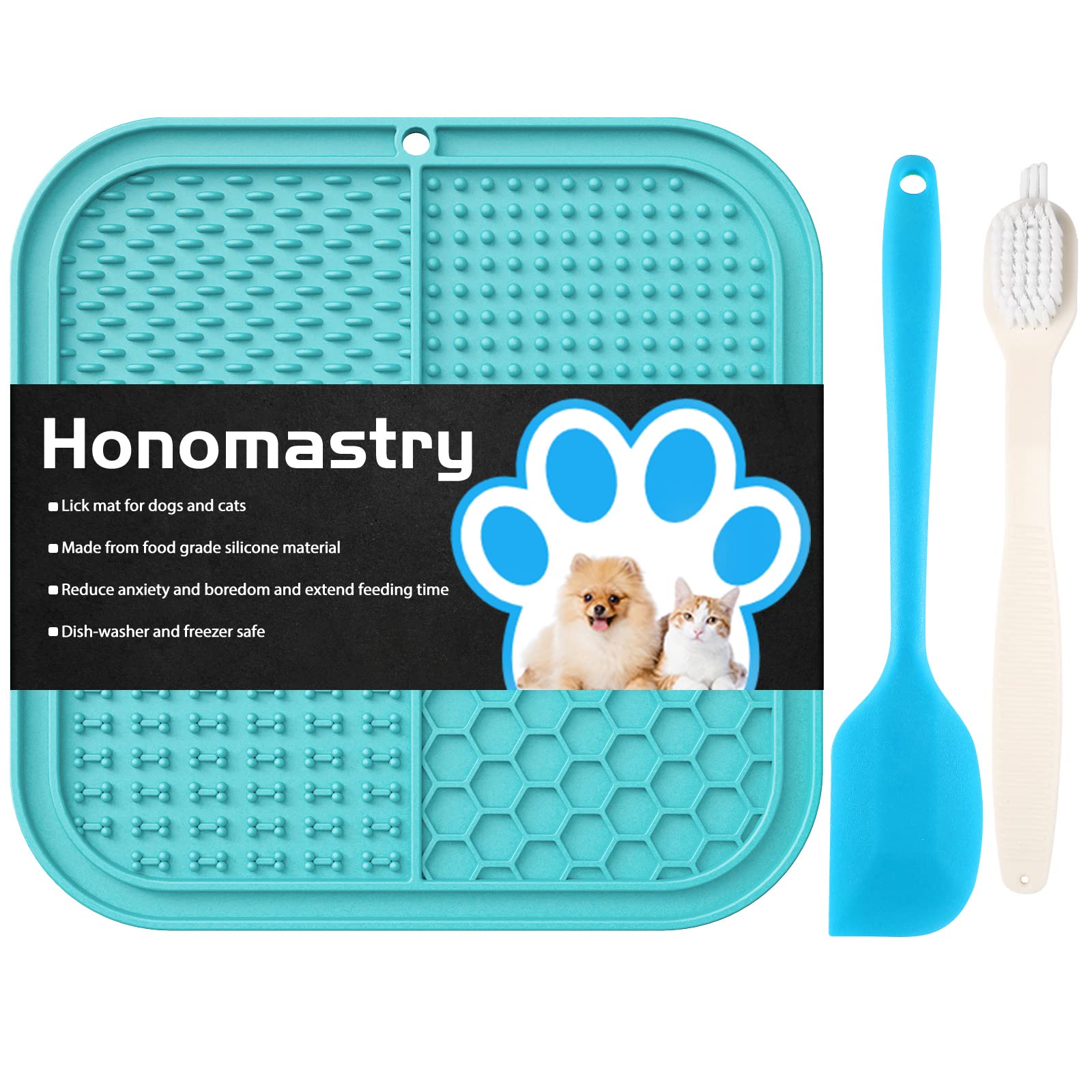 Dog Licking Mat Slow Feeder for Dogs, Premium Lick Pad with Suction Cups for Dog Anxiety Relief, Slow Feeder Dog Bowls, Bathing, Grooming and Training (Teal, Large)