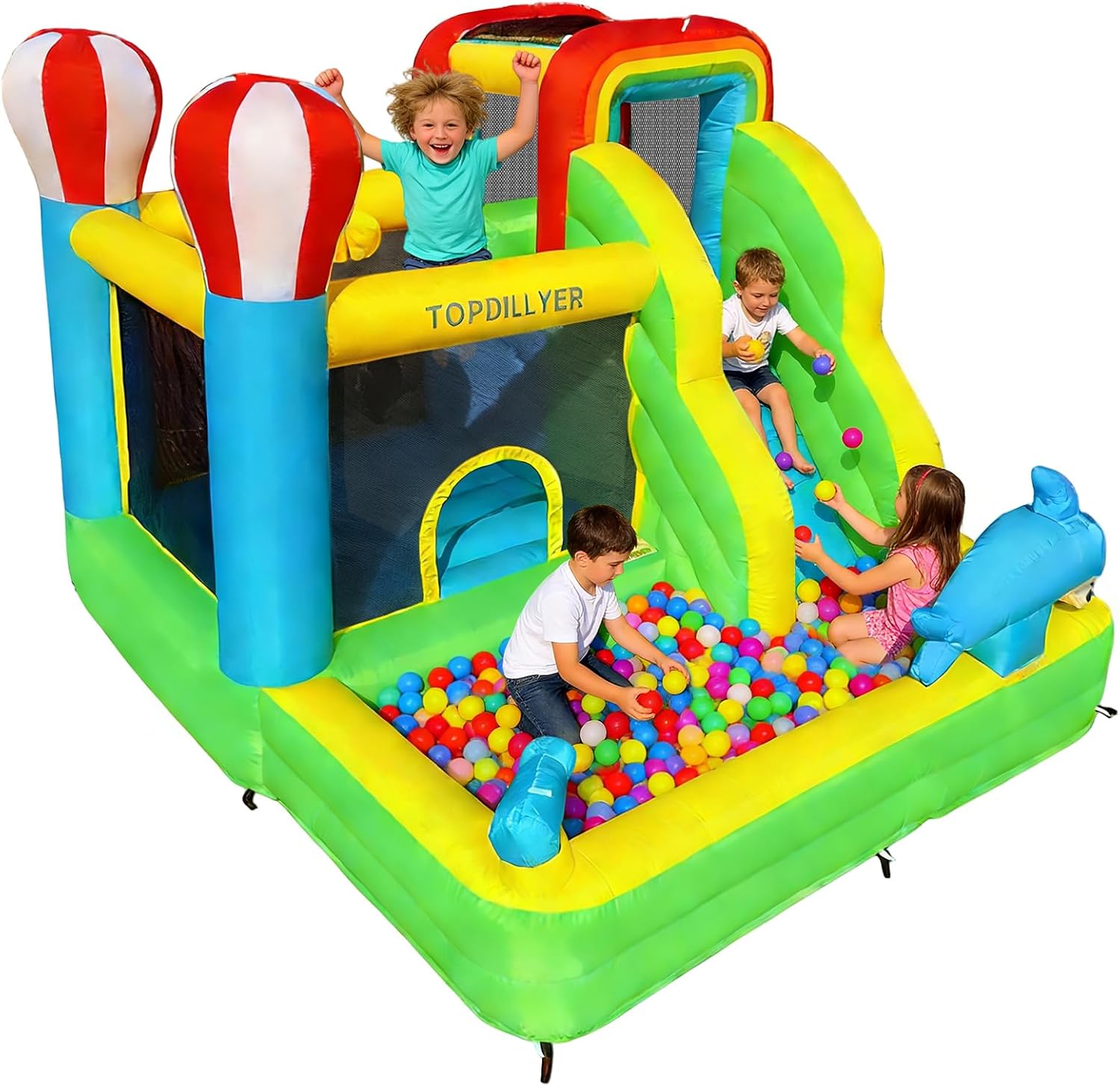 Bounce House Inflatable Water Slide for Backyard Outdoor Indoor,Gift Bouncy Castle for Kids Party 3-10 with Splash Pool, Climbing Wall Trampoline with Air Blower