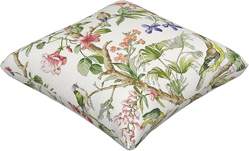 Miniatura 2 de ChangQingArt Fundas de almohada de lino y algodón, diseño floral con pájaros, bayas en las ramas, 18 x 18 pulgadas, fundas de cojín cuadradas para