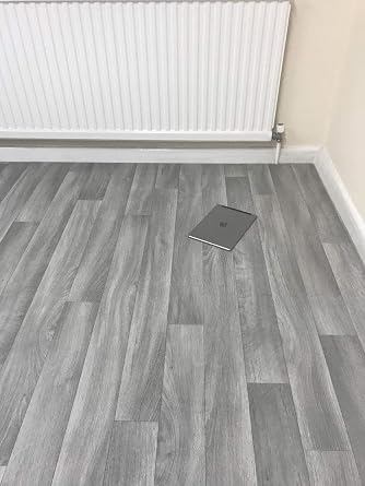 Grandismo Grey Oak - Vinyl Lino Roll Flooring For Bathroom/Kitchen - Plank Wood Effect Cushion - Anti Slip Grey Oak, 4m x 4m