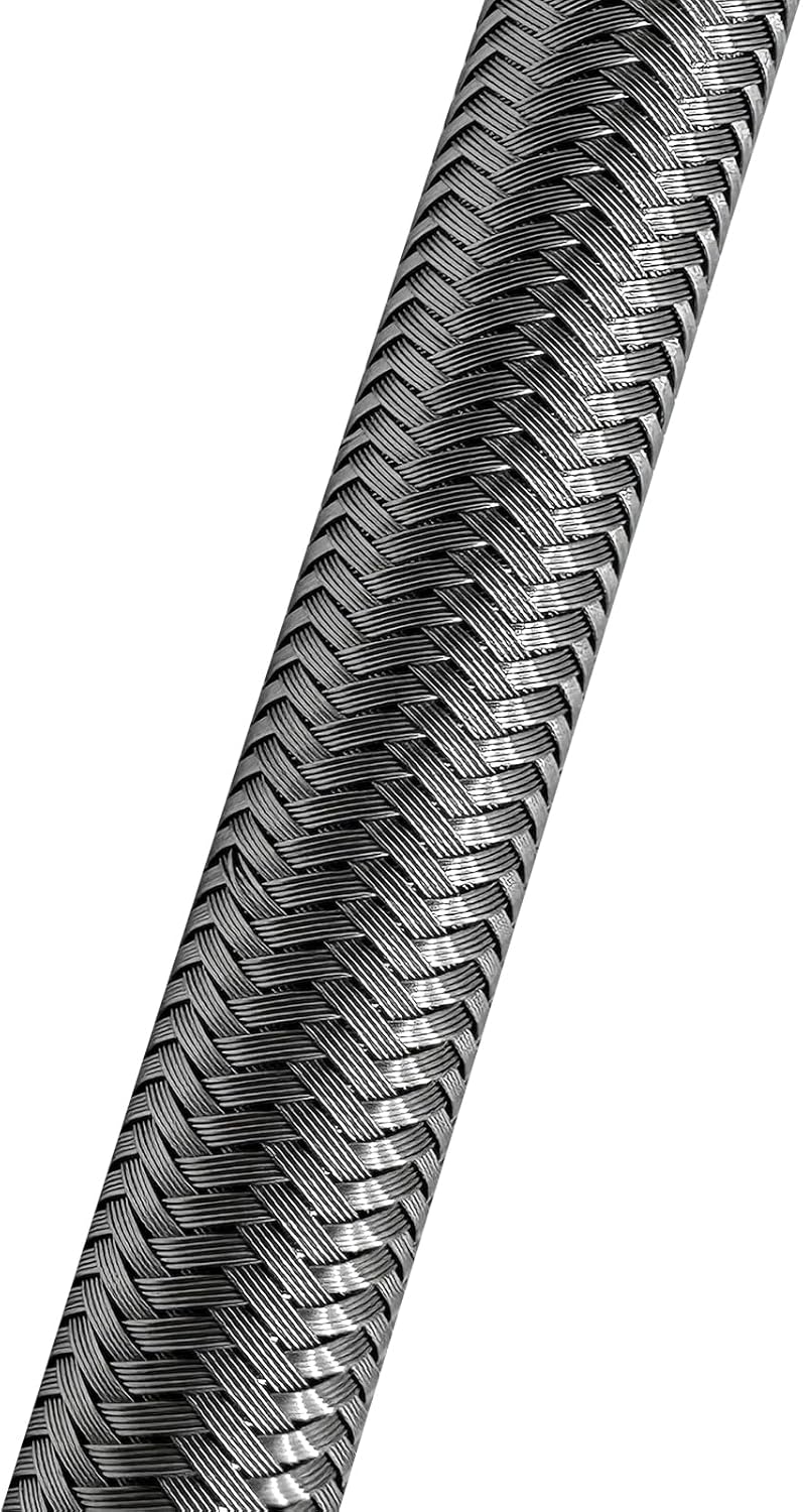 HAHAHA TH350 BellHousing Mount Dipstick（17.9 inch）, BellHousing Mount,TH350/Turbo 350 Short Flexible Braided Transmission Dipstick Compatible with Chevy/GM TH350 Turbo 350, (Silver)