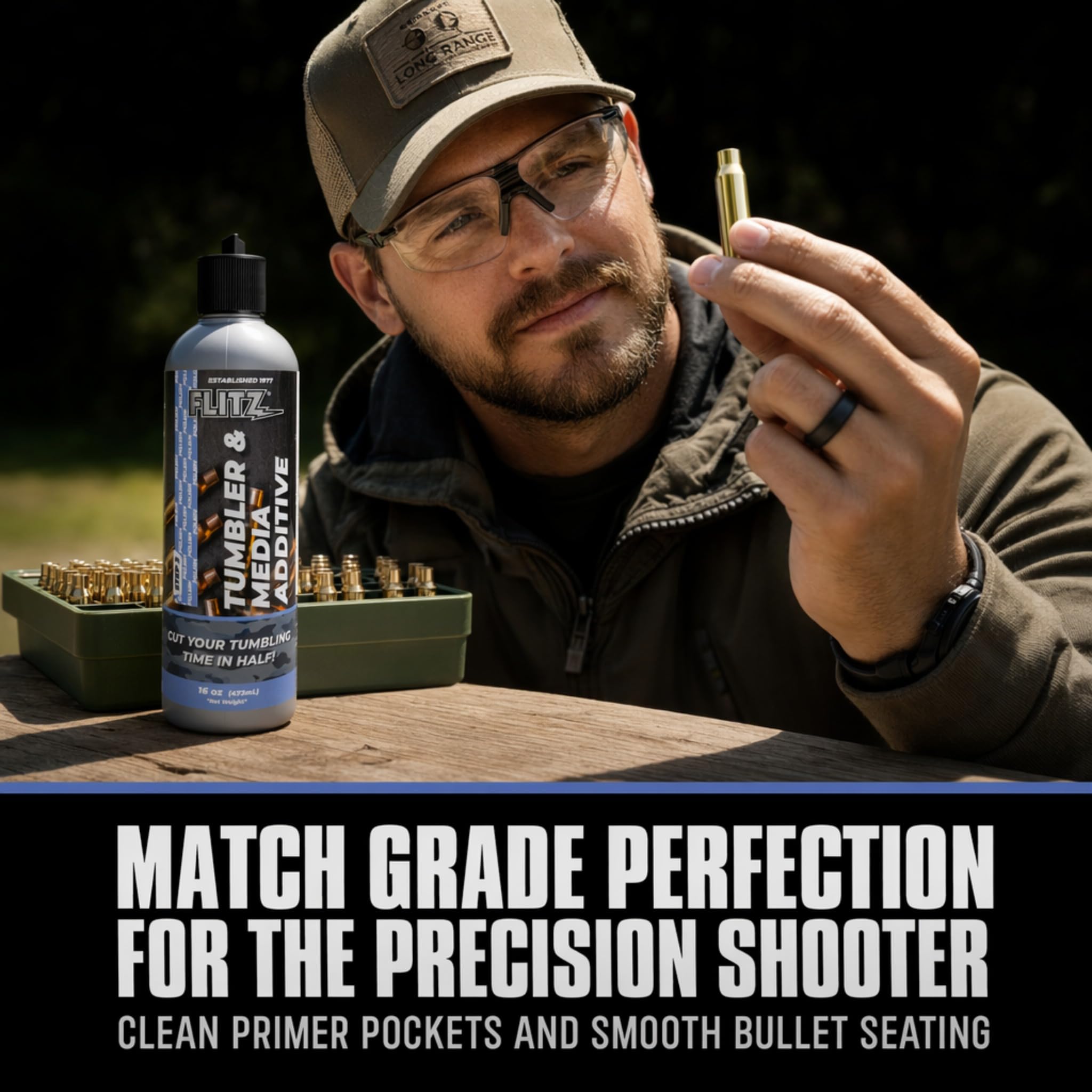 Flitz Tumbler Media Additiv, 473 ml Flasche Messingreiniger, Nachladeflüssigkeit für Munition, Kupfer und alle Metalle, Ammoniakfreie Tumbling-Politur zum Entfernen von Oxidation, Pulverrückständen (1