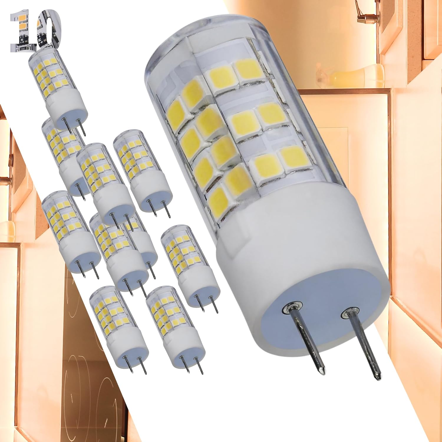 Satco S12127 4.5W Mini LED Bulb – 430 Lumens, 5000K Natural Light, G8 Base, Clear Finish, 1.81" Length, Dimmable, 40W Incandescent Equivalent (10 Pack)