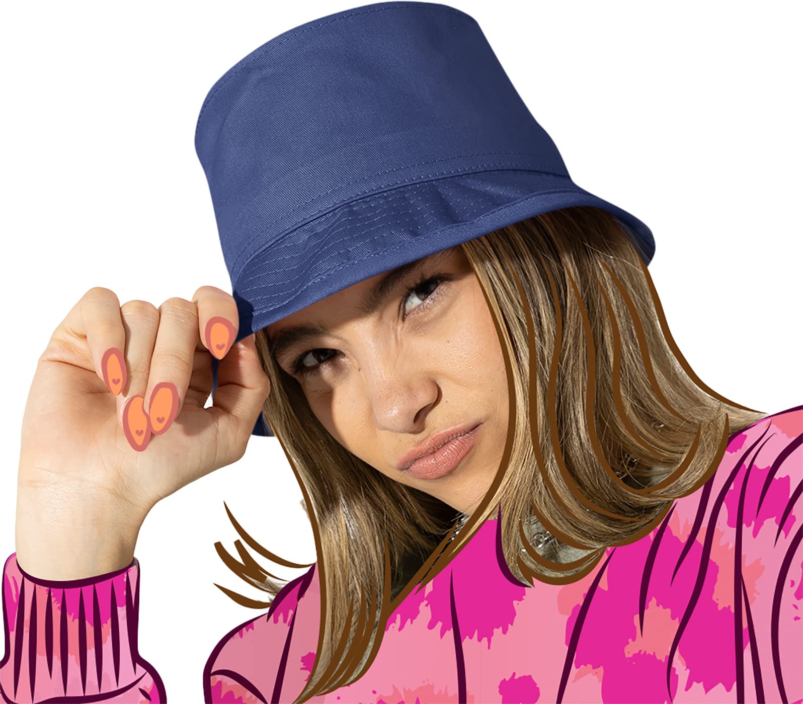 Cappello A Secchiello Per Bambini In Cotone 100% - Taglia 55,9 Cm (8-16 Anni), Tesa 5 Cm - Protezione Solare UV Per Spiaggia, Pesca E Attività Outdoor