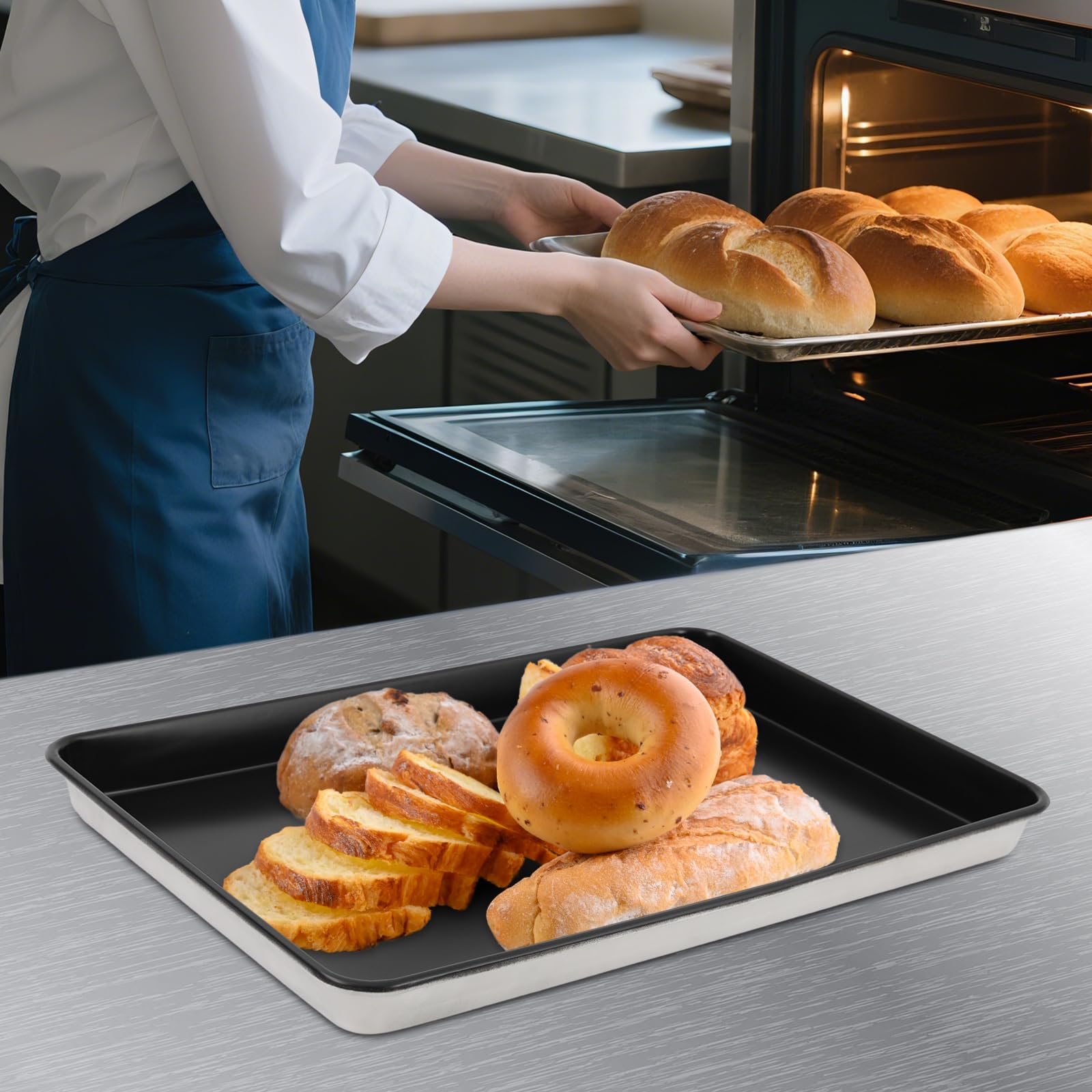 Molde para horno de cocina, antiadherente, color negro | Adecuado para hornear pasteles y pan en la cocina, resistente al calor, fácil de desprender del molde