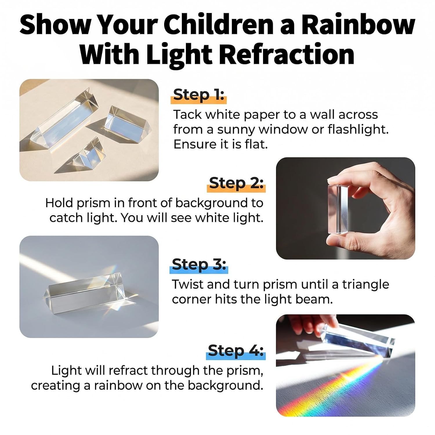 6 Pcs Crystal Prism Set,Ball Triangular Rainbow Prisma Physics Teaching Refracted Light Spectrum Photography Props