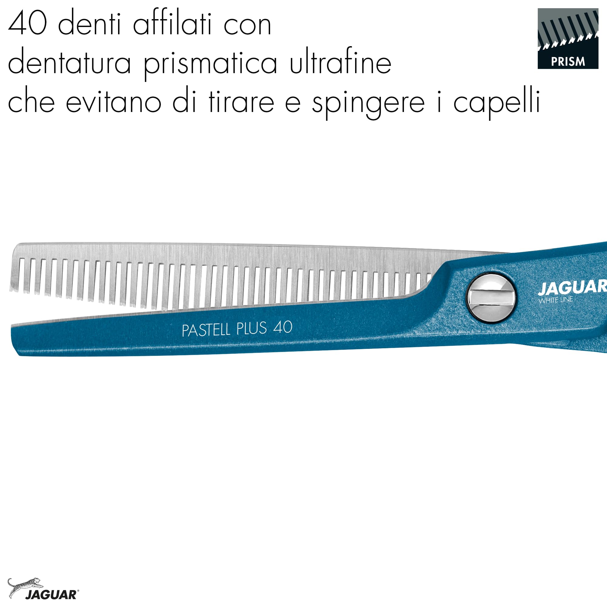 JAGUAR Forbici da modellatura PASTELL PLUS Atlantic Classic 40 5,5" | Forbici da texturizzazione con 40 denti sfolti a taglio prismatico | Rivestimento metallico antiallergico | Prodotto in Germania