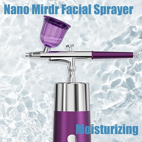 Miniatura 7 de Rhinowisdom Kit de aerógrafo de maquillaje con compresor de aire, cepillo de aire inalámbrico portátil recargable para maquillaje, incluye 2 tazas,