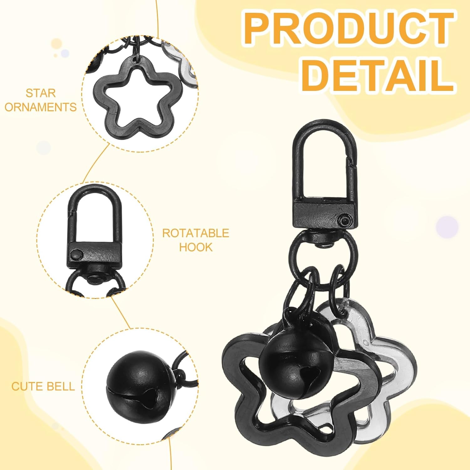 PATIKIL Star Keychain, Cute Keychain Charms Bulk Stars Bell Bag Charms Key Ring for Women Leather Handbags - Image 3