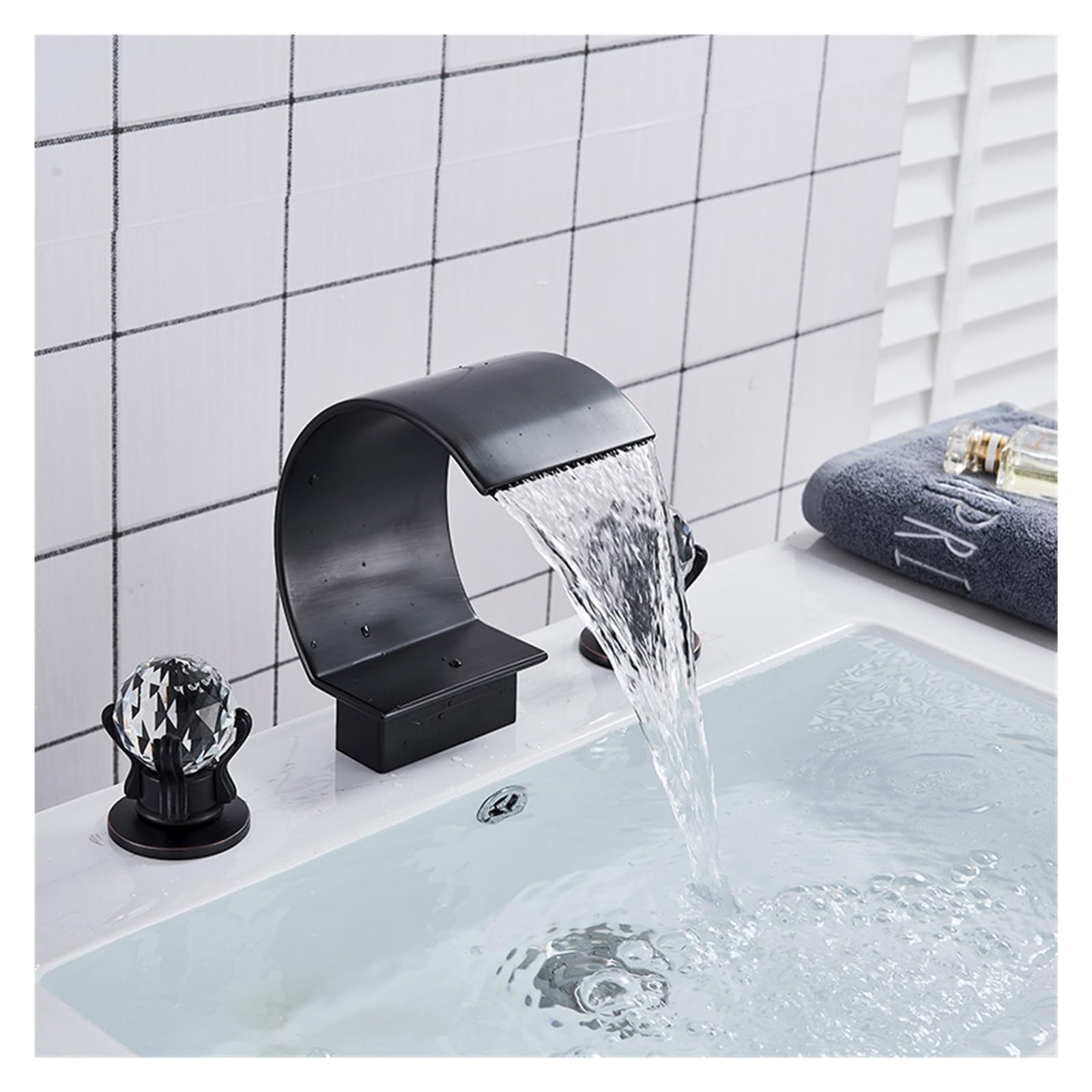 Mitigeur eau chaude froide de salle de bain à poignée cristal style spa à la maison