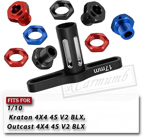 Miniatura 2 de Tuercas de rueda de aluminio de 0.669 in, bujes hexagonales de rueda y llave de rueda para Arrma 110 Kraton 4X4 4S V2 BLX, Outcast 4X4 4S V2 BLX,