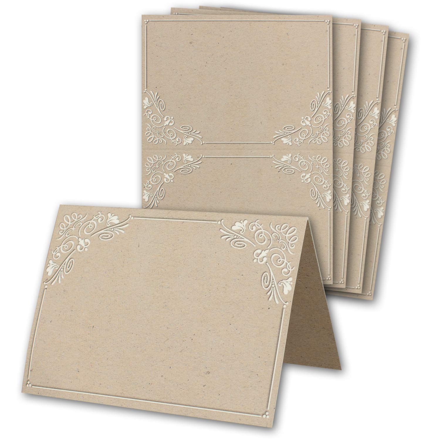 50 Tarjetas De Mesa Kraft Vintage DIN A7 - Para Nombres En Bodas, Cumpleaños O Eventos, Imprimibles Y Personalizables