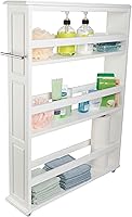 Vista 10 de Lavish Home 3 Tier Slim Rolling Storage Cart - 25” x 5.7” Narrow Rolling Cart with Handle and Wheels for Bathroom, Laundry Room, and Kitchen Blanco