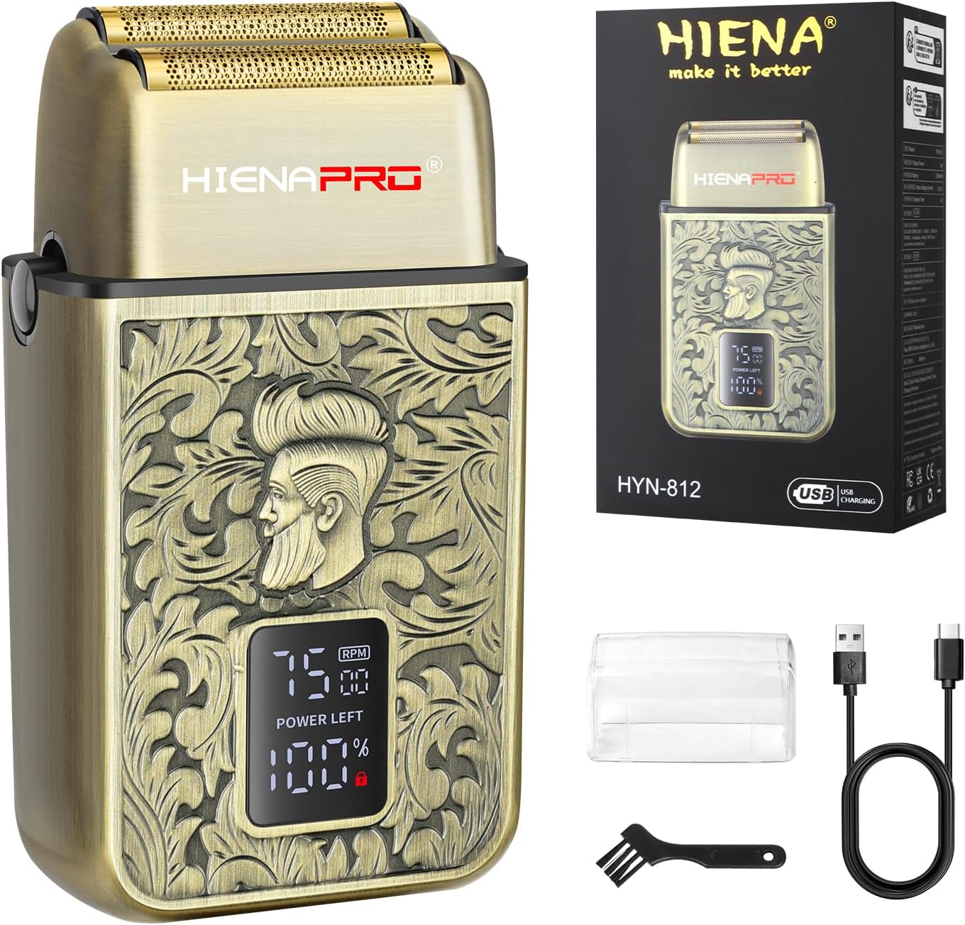 HIENA PRO Electric Razor for Men, Cordless Professional Foil Shaver & Bald Head Precision Trimmer, Travel Shaving, USB Charging, LED Display, Perfect Gifts for Men