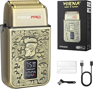 HIENA PRO Maquinilla de afeitar eléctrica para hombres, afeitadora profesional inalámbrica y recortadora de precisión de cabeza calva, carga USB, afeitado de viaje, pantalla LED, regalo perfecto para