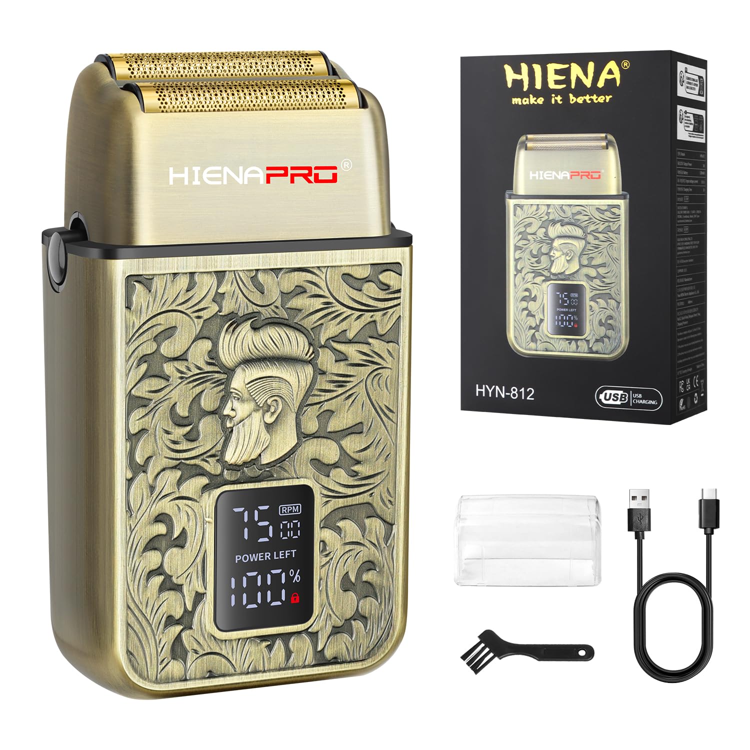 HIENA PRO Foil Shaver for Men, Double Foil, Cordless, HYN-812