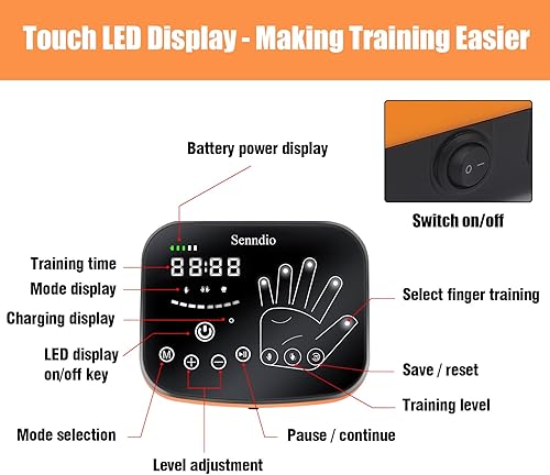 Miniatura 4 de Senndio Guante robot de rehabilitación, equipo de recuperación de hemiplejia con carga USB y ajuste de fuerza, equipo de recuperación de ejercicio