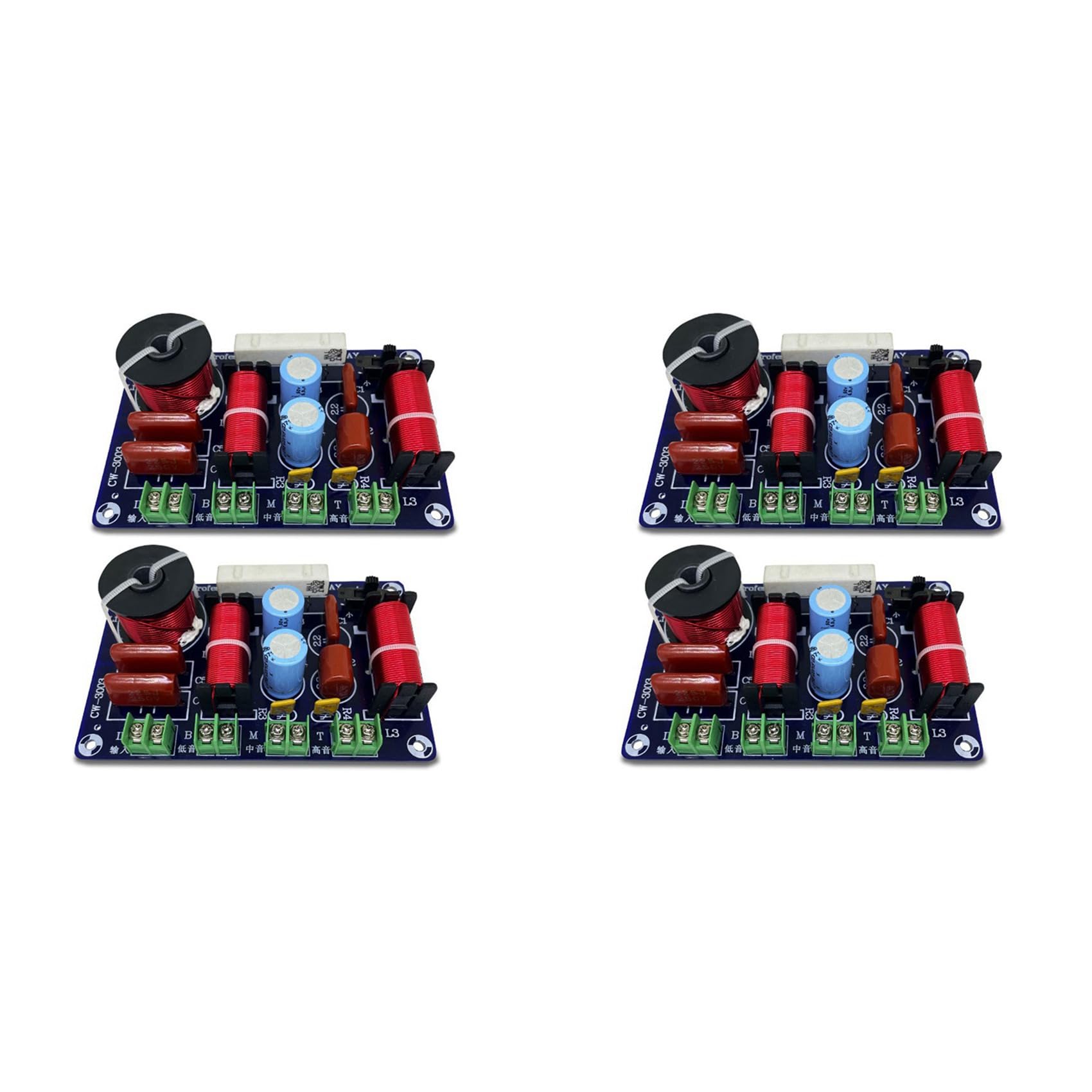 Sprressal 4PCS 3-Way 250W 850/5200Hz Frequency Divider DIY Speaker Filter Circuit Treble Medium Bass HiFi Stereo Audio Crossover