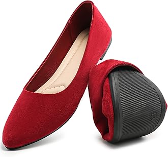 HEAWISH Women’s Black Flats Shoes Comfortable Suede Pointed Toe Slip On Casual Ballet Flats Dress Shoes Nude Flats