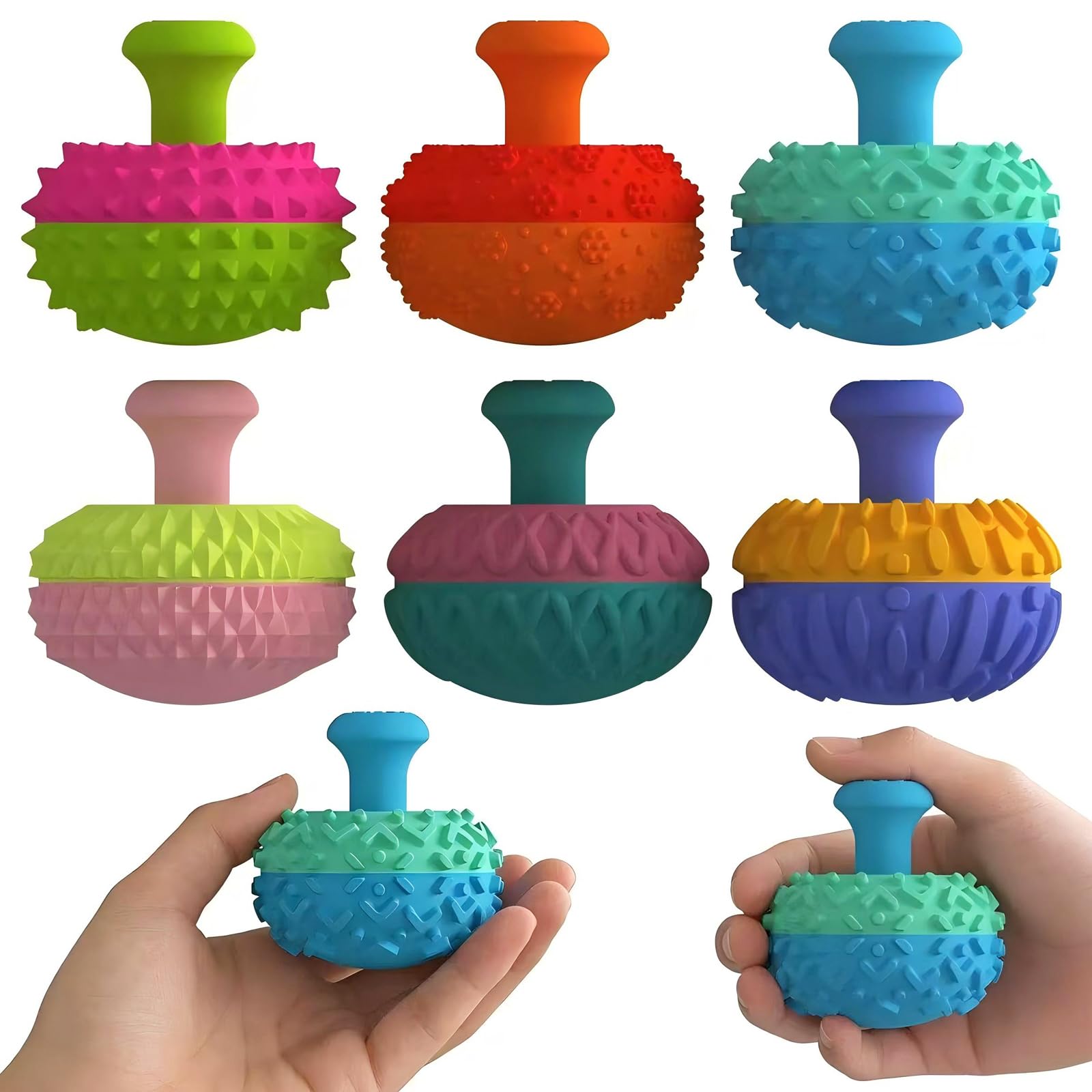 6 Pack Silicone Thumb Rocker Fidget Toys, Sensory Fidget Toy Set for Kids Adults, Quiet Stress Relief Desk Gadget, Hand Strengthening Game Controller Shape, Anxiety Calming Tool