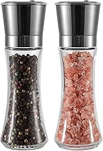 Salt and Pepper Grinder Set VEVOK CHEF Stainless Steel Salt and Pepper Mill with Adjustable Coarseness Salt Shaker Set Spice Grinder Black Pepper Grinder Refillable Kitchen Gift