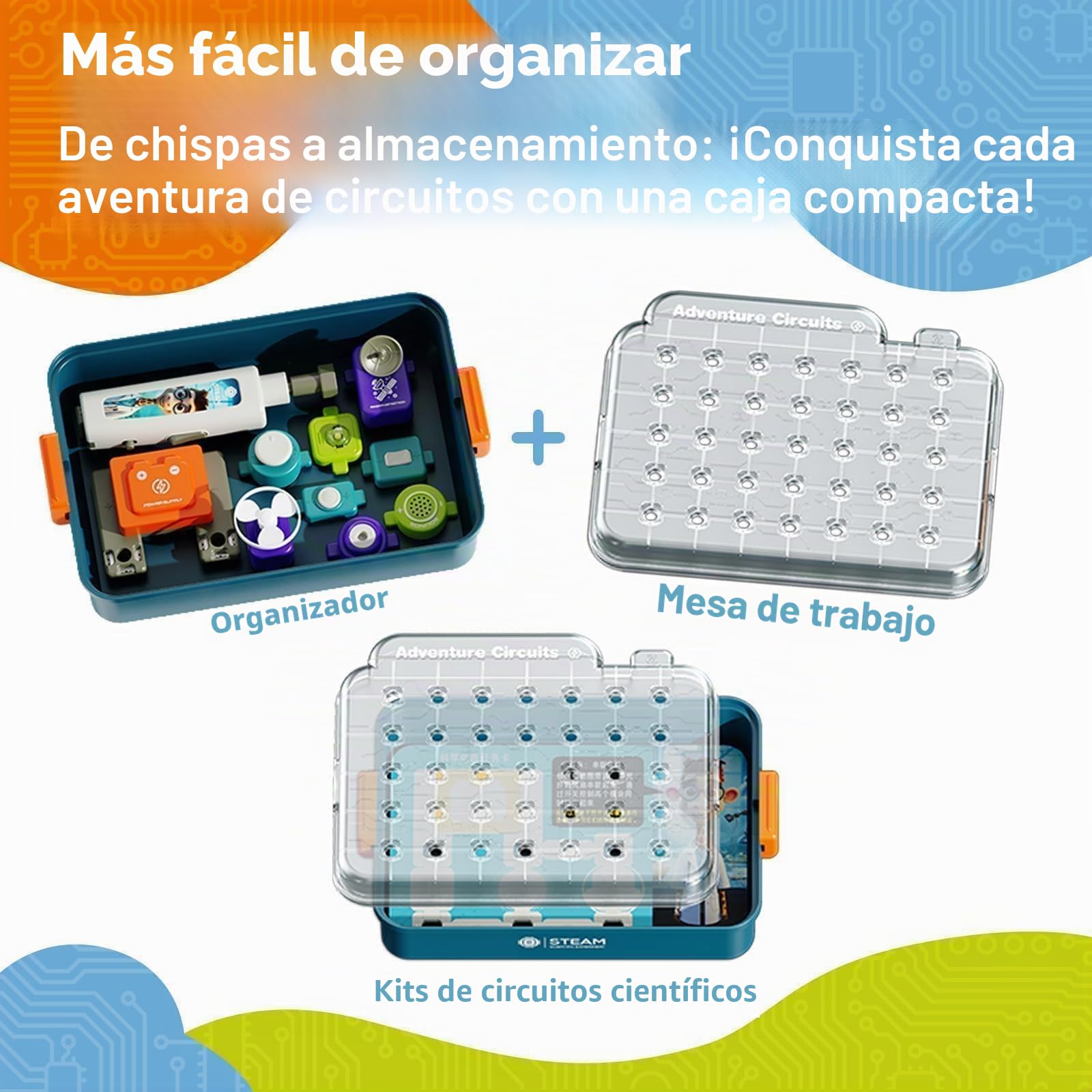 Kit Electrónico para Niños Desde 3 Años, Set Explorador con 58 Piezas + Taladro Eléctrico, Juguete Educativo Stem con Estación de Trabajo de ABS - Regalo Ideal para Jardín Infantil y Hogar