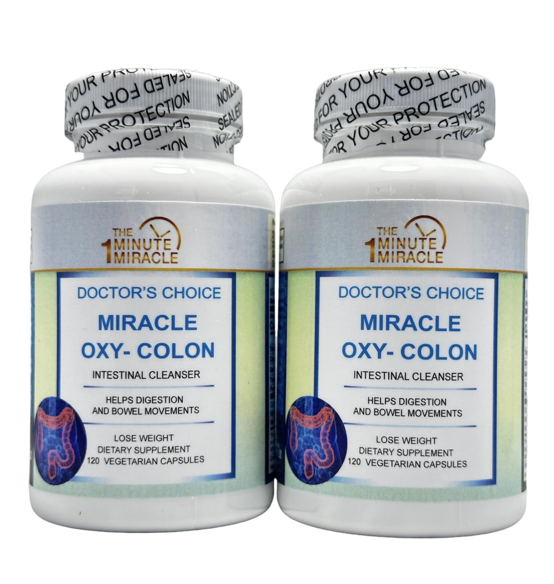 Miracle Oxy-Colon Cleanse Vegan Colon Cleanser - 2 Bottles - 120 Vegatarian Capsules Per Bottle