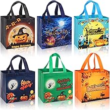 Halloween Trick or Treat Bags 6PCS ， Halloween Candy Bags Party Favor Supplies， with Handles Reusable Non-Woven Gift Bag