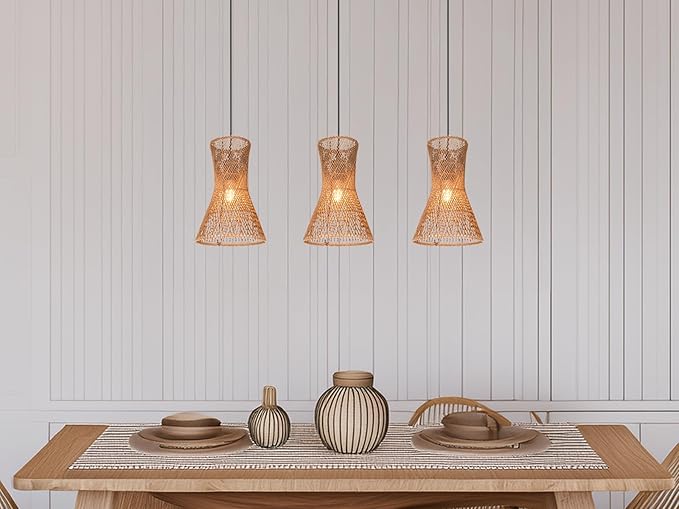 meineWunschleuchte Balkenhanglamp 3 lampen met lampenkappen van papiergaren, breedte 75 cm photo 2