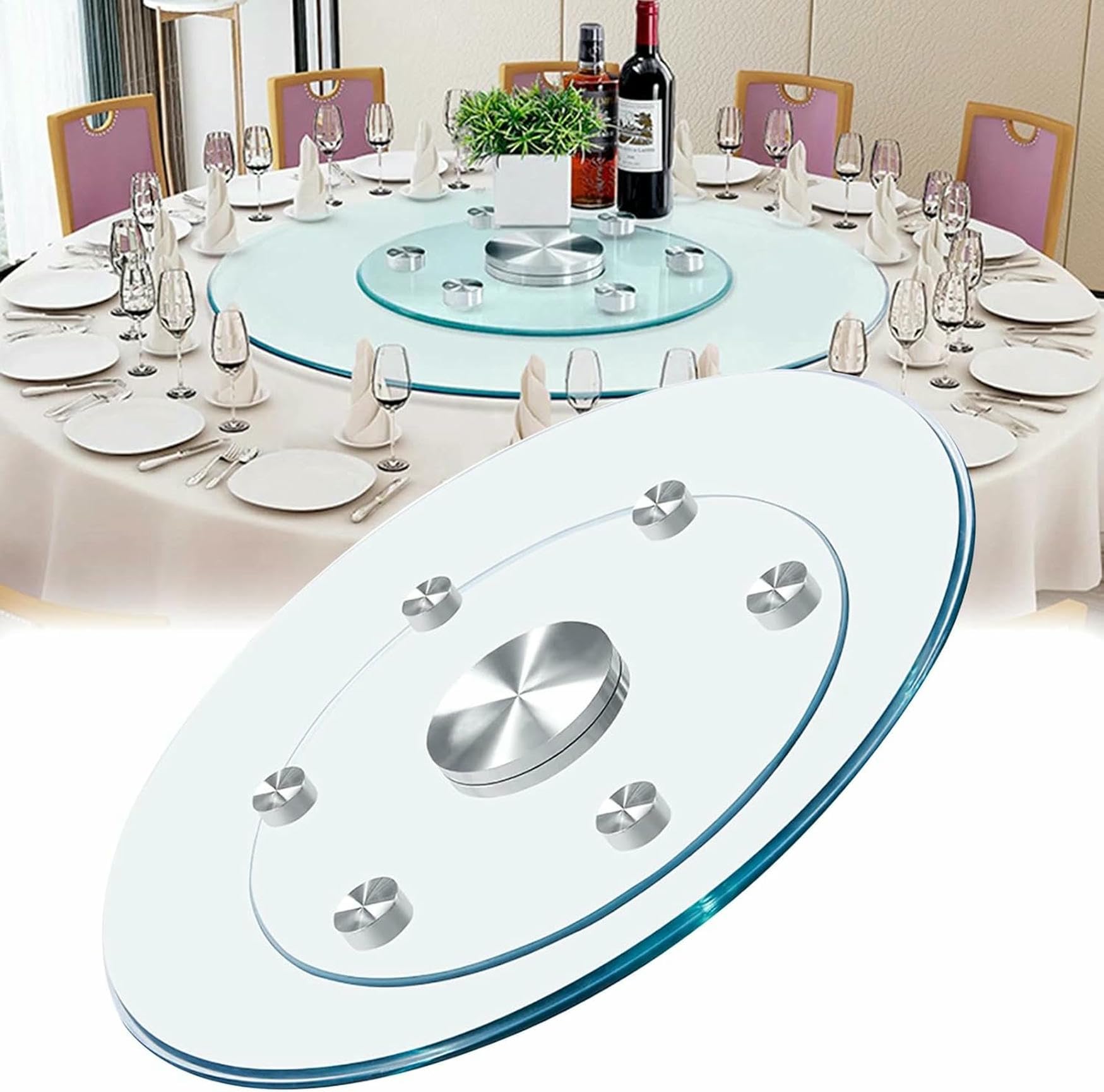Plateau tournant en verre trempé avec pivotement fluide