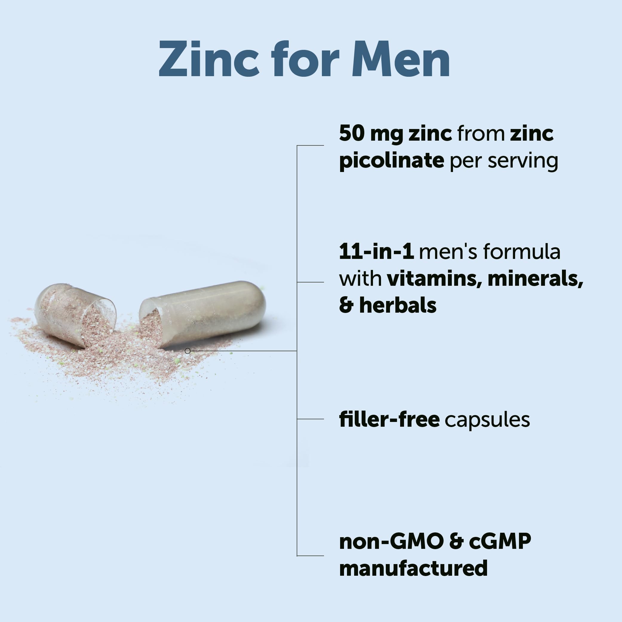 Micro Ingredients Zinc for Men 50 mg Per Serving, 240 Capsules | 11-in-1 Chelated Zinc Picolinate with Shilajit, Maca, Lycopene, Vitamin C, D3K2, Selenium & Copper | Filler Free & Gluten Free Non-GMO — Amazon image 3