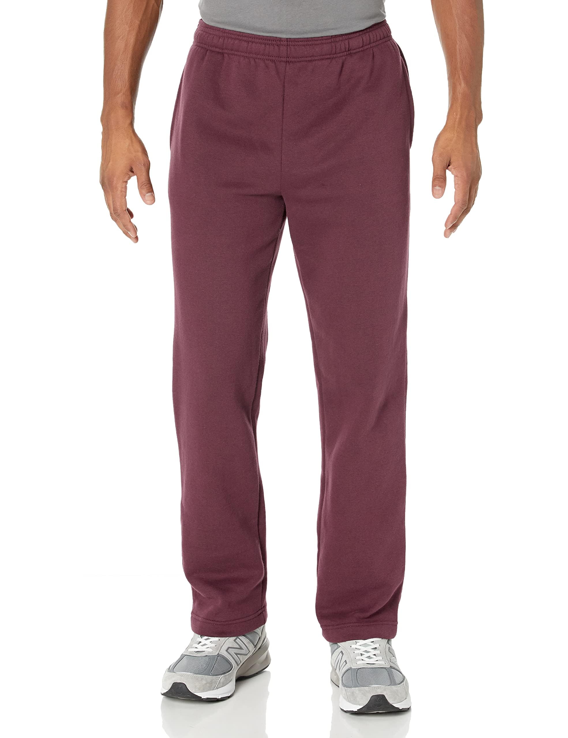 Amazon Essentials Men's Fleece Open Bottom Sweatpant (Available in Big and Tall), Burgundy, XXL