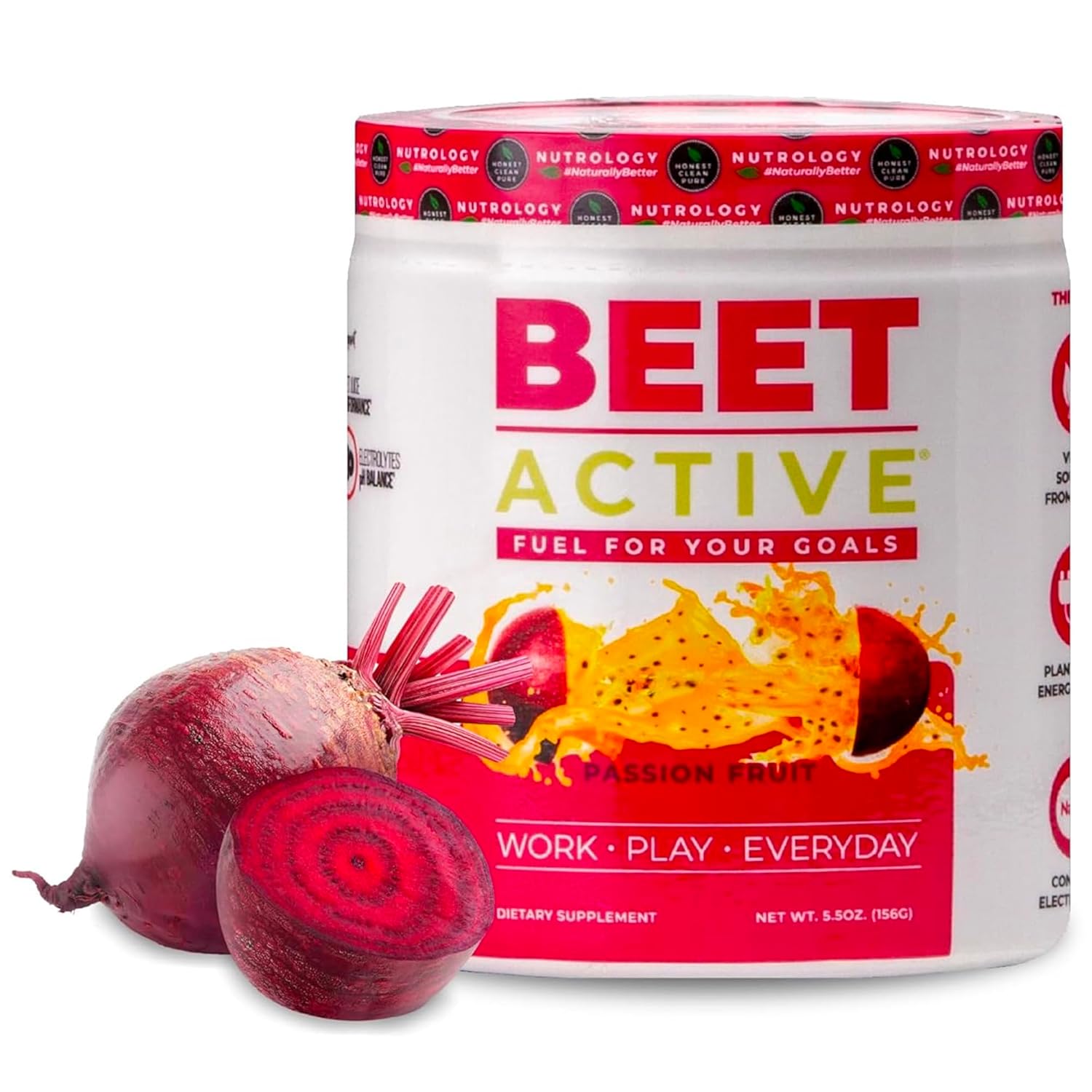 Nutrology Beet Active, Natural Pre-Workout Powder, Supports Energy, Endurance & Nitric Oxide Flow with Beet Powder, Yerba Mate & Electrolytes, Vegan Pre Workout, Passion Fruit Flavor, 30 Servings Nutrology Beet Active, Natural Pre-Workout Powder, Supports Energy, Endurance & Nitric Oxide Flow with Beet Powder, Yerba Mate & Electrolytes, Vegan Pre Workout, Passion Fruit Flavor, 30 Servings